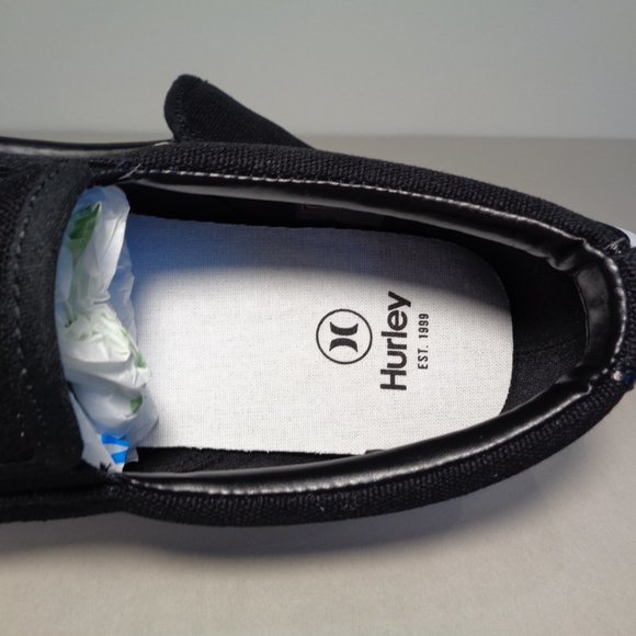 Hurley Size 10.5 M ARLO SLIP Black Canvas Sneakers Loafers New Men's Shoes - Picture 14 of 14